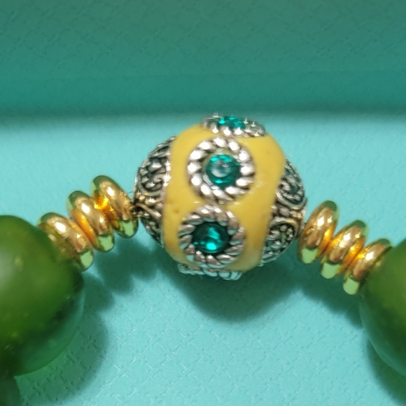 African recycled seaglass with Indian bead bracelet - Picture 3 of 3